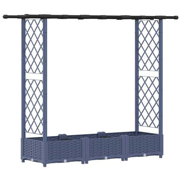 Grote foto vidaxl verhoogd bed met trellis en dak grijs 164 x 40 x 121 cm pp tuin en terras overige tuin en terras