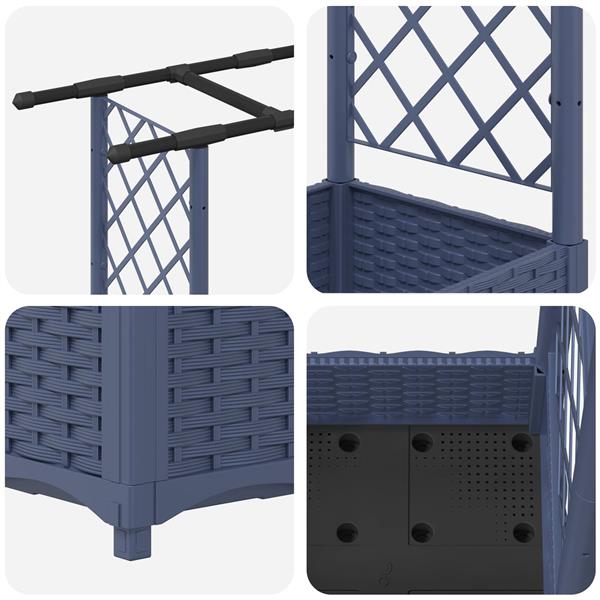 Grote foto vidaxl verhoogd bed met trellis en dak grijs 164 x 40 x 121 cm pp tuin en terras overige tuin en terras
