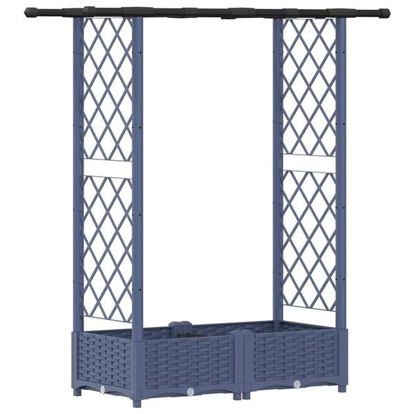 Grote foto vidaxl verhoogd bed met trellis en dak grijs 122 5 x 40 x 121 cm pp tuin en terras overige tuin en terras