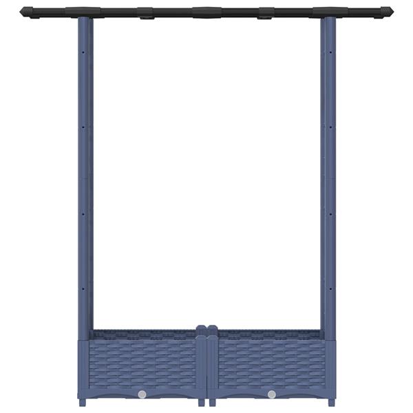 Grote foto vidaxl verhoogd bed met trellis en dak grijs 122 5 x 40 x 121 cm pp tuin en terras overige tuin en terras