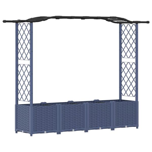 Grote foto vidaxl verhoogd bed met trellis en dak grijs 204 x 40 x 138 cm pp tuin en terras overige tuin en terras