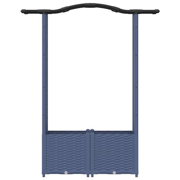 Grote foto vidaxl verhoogd bed met trellis en dak grijs 125 x 40 x 138 cm pp tuin en terras overige tuin en terras