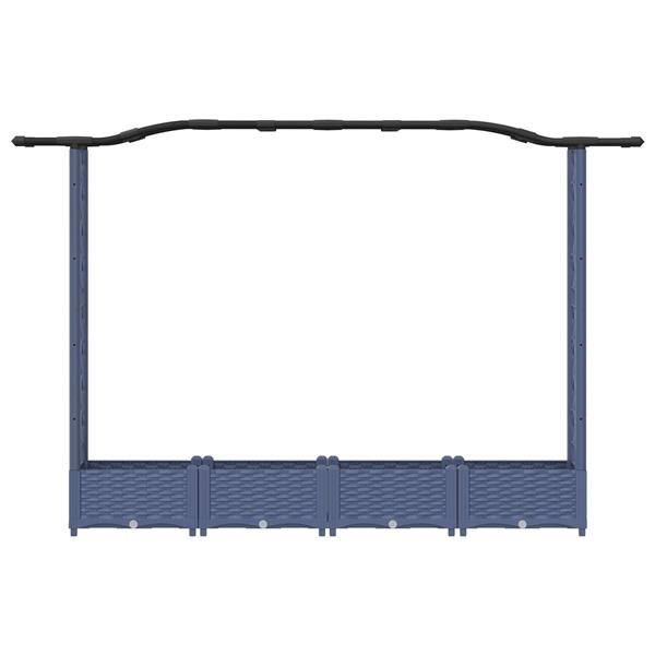 Grote foto vidaxl verhoogd bed met trellis en dak grijs 207 x 40 x 123 cm pp tuin en terras overige tuin en terras