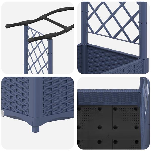 Grote foto vidaxl verhoogd bed met trellis en dak grijs 207 x 40 x 123 cm pp tuin en terras overige tuin en terras
