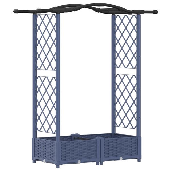 Grote foto vidaxl verhoogd bed met trellis en dak grijs 124 x 40 x 123 cm pp tuin en terras overige tuin en terras
