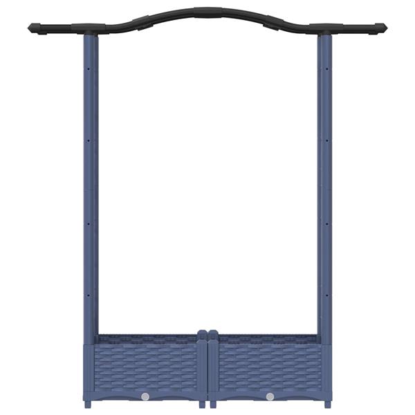 Grote foto vidaxl verhoogd bed met trellis en dak grijs 124 x 40 x 123 cm pp tuin en terras overige tuin en terras