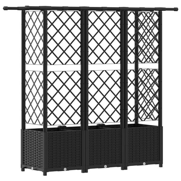 Grote foto vidaxl verhoogd bed met trellis en dak zwart 163 5 x 40 x 136 cm pp tuin en terras overige tuin en terras
