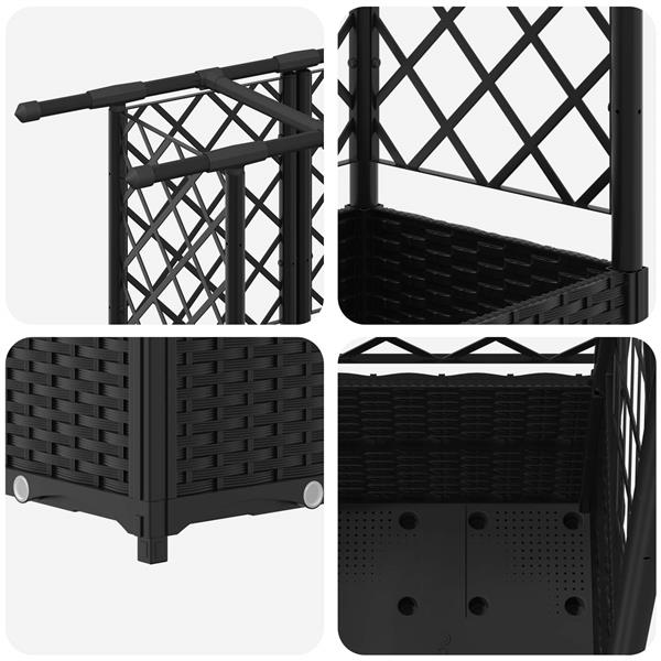 Grote foto vidaxl verhoogd bed met trellis en dak zwart 163 5 x 40 x 136 cm pp tuin en terras overige tuin en terras