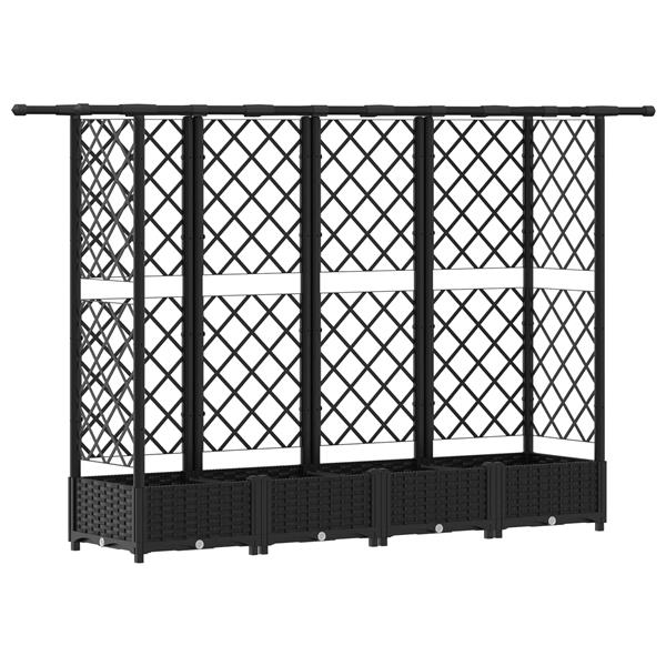 Grote foto vidaxl verhoogd bed met trellis en dak zwart 202 5 x 40 x 121 cm pp tuin en terras overige tuin en terras