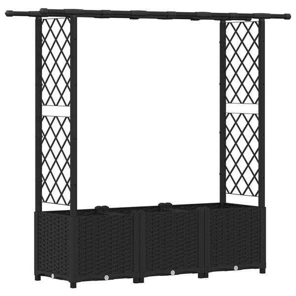 Grote foto vidaxl verhoogd bed met trellis en dak zwart 162 5 x 40 x 136 cm pp tuin en terras overige tuin en terras