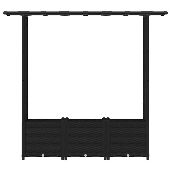 Grote foto vidaxl verhoogd bed met trellis en dak zwart 162 5 x 40 x 136 cm pp tuin en terras overige tuin en terras