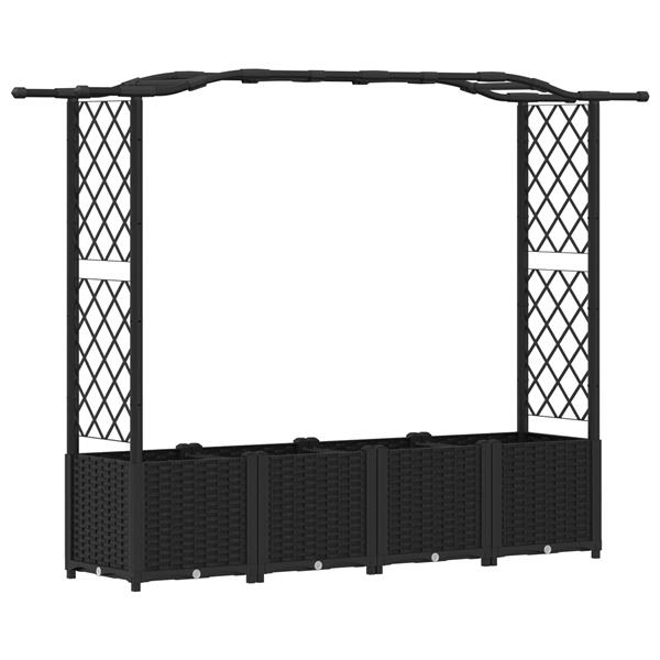Grote foto vidaxl verhoogd bed met trellis en dak zwart 204 x 40 x 138 cm pp tuin en terras overige tuin en terras