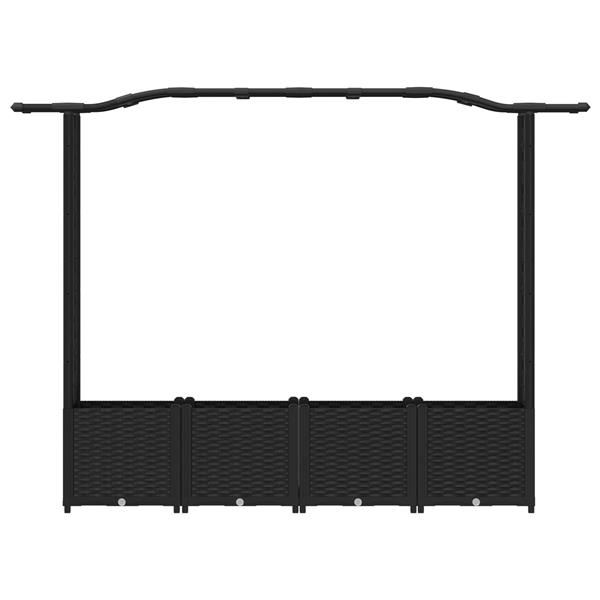 Grote foto vidaxl verhoogd bed met trellis en dak zwart 204 x 40 x 138 cm pp tuin en terras overige tuin en terras