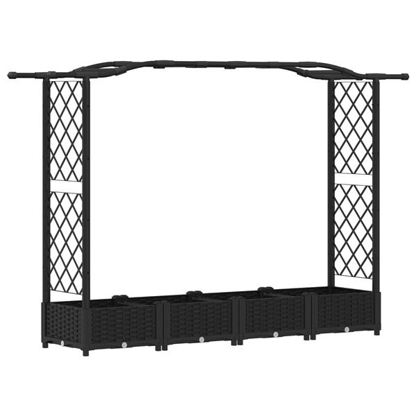 Grote foto vidaxl verhoogd bed met trellis en dak zwart 207 x 40 x 123 cm pp tuin en terras overige tuin en terras
