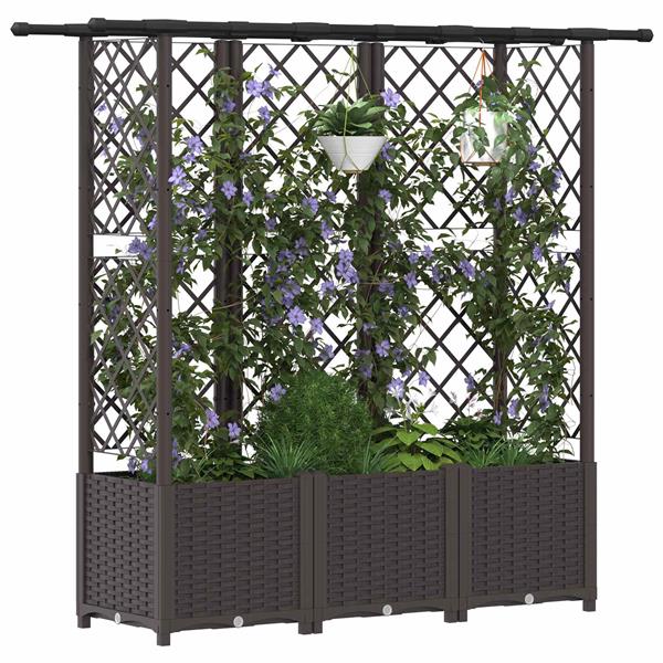 Grote foto vidaxl verhoogd bed met trellis en dak bruin 163 5 x 40 x 136 cm pp tuin en terras overige tuin en terras