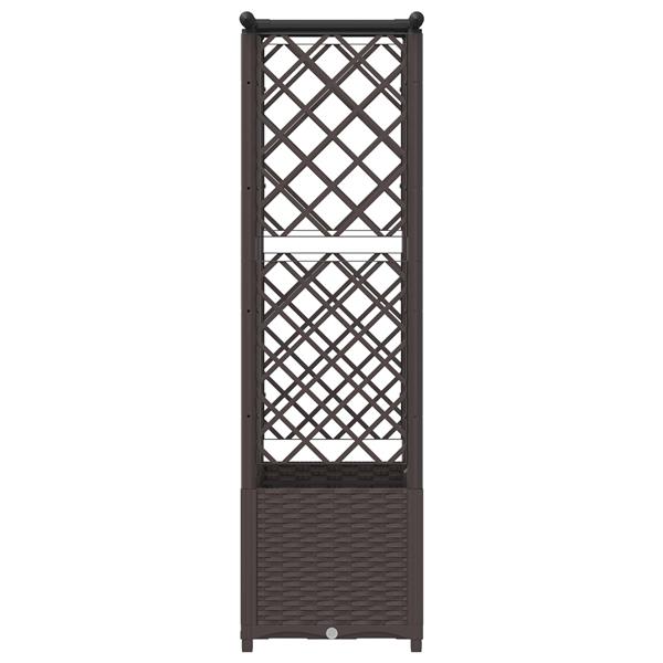 Grote foto vidaxl verhoogd bed met trellis en dak bruin 124 x 40 x 136 cm pp tuin en terras overige tuin en terras