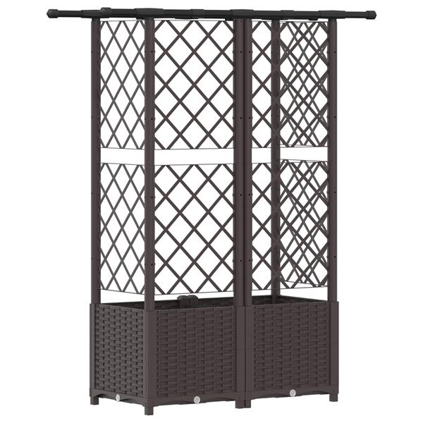 Grote foto vidaxl verhoogd bed met trellis en dak bruin 124 x 40 x 136 cm pp tuin en terras overige tuin en terras