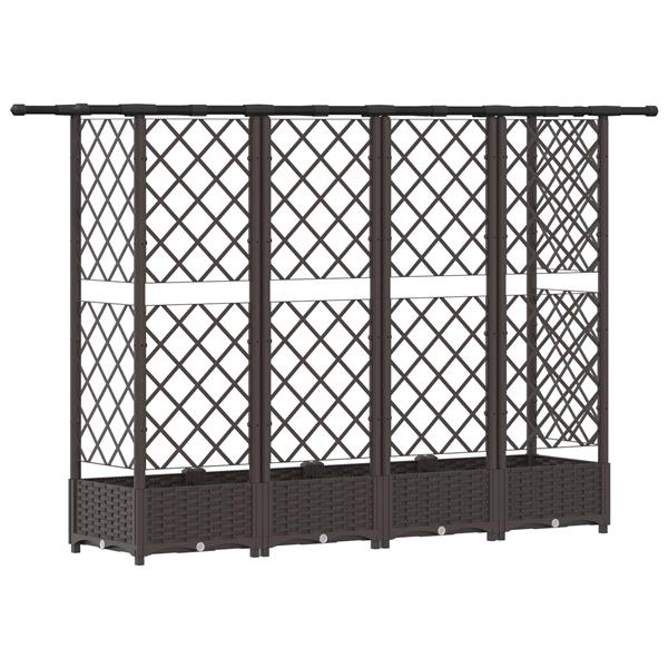 Grote foto vidaxl verhoogd bed met trellis en dak bruin 202 5 x 40 x 121 cm pp tuin en terras overige tuin en terras