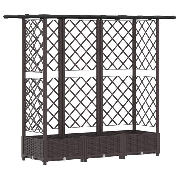 Grote foto vidaxl verhoogd bed met trellis en dak bruin 164 x 40 x 121 cm pp tuin en terras overige tuin en terras