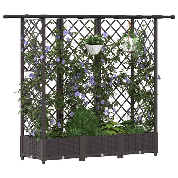 Grote foto vidaxl verhoogd bed met trellis en dak bruin 164 x 40 x 121 cm pp tuin en terras overige tuin en terras