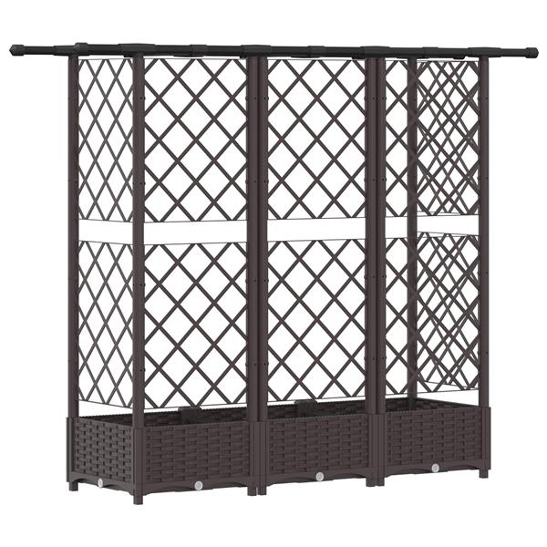 Grote foto vidaxl verhoogd bed met trellis en dak bruin 164 x 40 x 121 cm pp tuin en terras overige tuin en terras