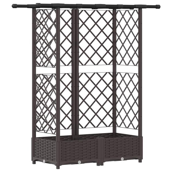 Grote foto vidaxl verhoogd bed met trellis en dak bruin 124 x 40 x 121 cm pp tuin en terras overige tuin en terras