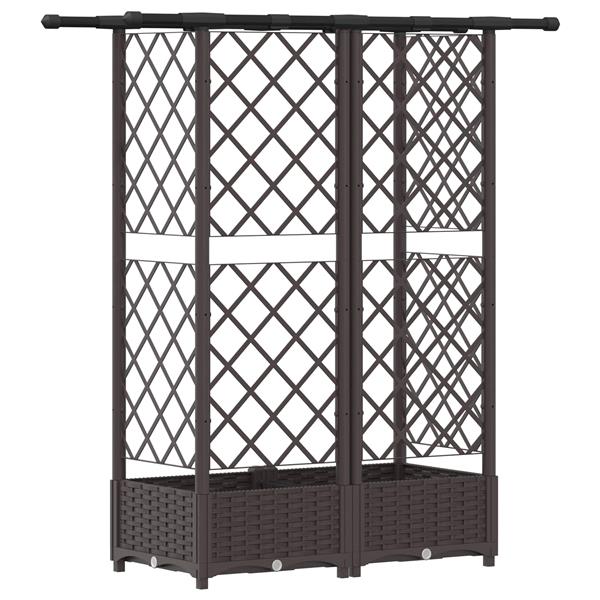 Grote foto vidaxl verhoogd bed met trellis en dak bruin 124 x 40 x 121 cm pp tuin en terras overige tuin en terras