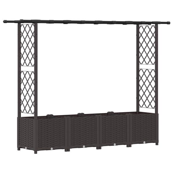 Grote foto vidaxl verhoogd bed met trellis en dak bruin 203 x 40 x 136 cm pp tuin en terras overige tuin en terras