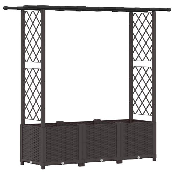 Grote foto vidaxl verhoogd bed met trellis en dak bruin 162 5 x 40 x 136 cm pp tuin en terras overige tuin en terras