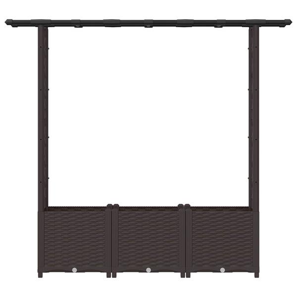 Grote foto vidaxl verhoogd bed met trellis en dak bruin 162 5 x 40 x 136 cm pp tuin en terras overige tuin en terras