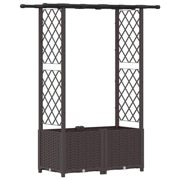 Grote foto vidaxl verhoogd bed met trellis en dak bruin 124 5 x 40 x 136 cm pp tuin en terras overige tuin en terras
