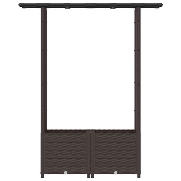 Grote foto vidaxl verhoogd bed met trellis en dak bruin 124 5 x 40 x 136 cm pp tuin en terras overige tuin en terras