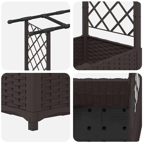 Grote foto vidaxl verhoogd bed met trellis en dak bruin 124 5 x 40 x 136 cm pp tuin en terras overige tuin en terras