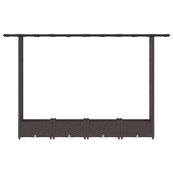 Grote foto vidaxl verhoogd bed met trellis en dak bruin 203 x 40 x 121 cm pp tuin en terras overige tuin en terras