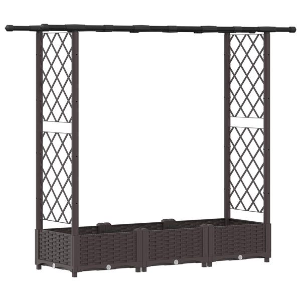 Grote foto vidaxl verhoogd bed met trellis en dak bruin 164 x 40 x 121 cm pp tuin en terras overige tuin en terras