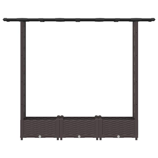 Grote foto vidaxl verhoogd bed met trellis en dak bruin 164 x 40 x 121 cm pp tuin en terras overige tuin en terras