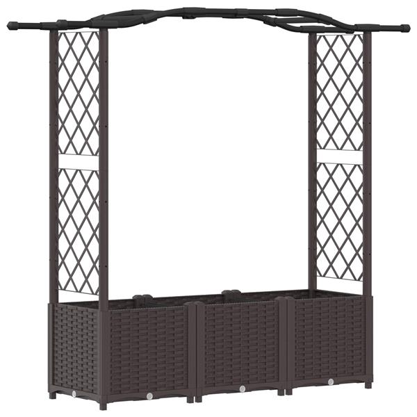 Grote foto vidaxl verhoogd bed met trellis en dak bruin 164 x 40 x 138 cm pp tuin en terras overige tuin en terras