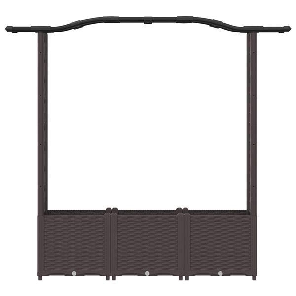 Grote foto vidaxl verhoogd bed met trellis en dak bruin 164 x 40 x 138 cm pp tuin en terras overige tuin en terras