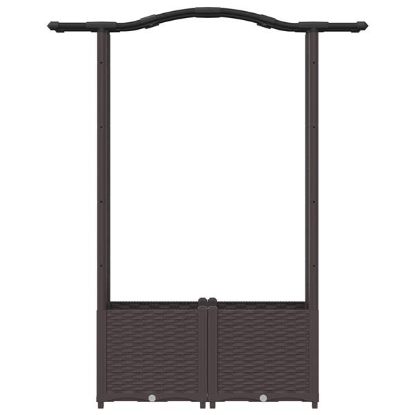 Grote foto vidaxl verhoogd bed met trellis en dak bruin 125 x 40 x 138 cm pp tuin en terras overige tuin en terras