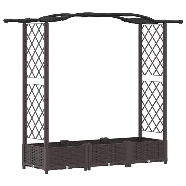 Grote foto vidaxl verhoogd bed met trellis en dak bruin 169 x 40 x 123 cm pp tuin en terras overige tuin en terras