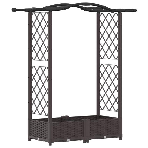 Grote foto vidaxl verhoogd bed met trellis en dak bruin 124 x 40 x 123 cm pp tuin en terras overige tuin en terras