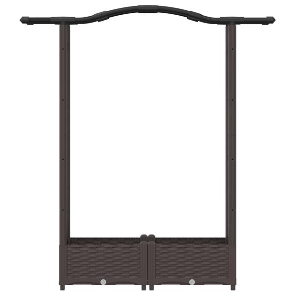 Grote foto vidaxl verhoogd bed met trellis en dak bruin 124 x 40 x 123 cm pp tuin en terras overige tuin en terras