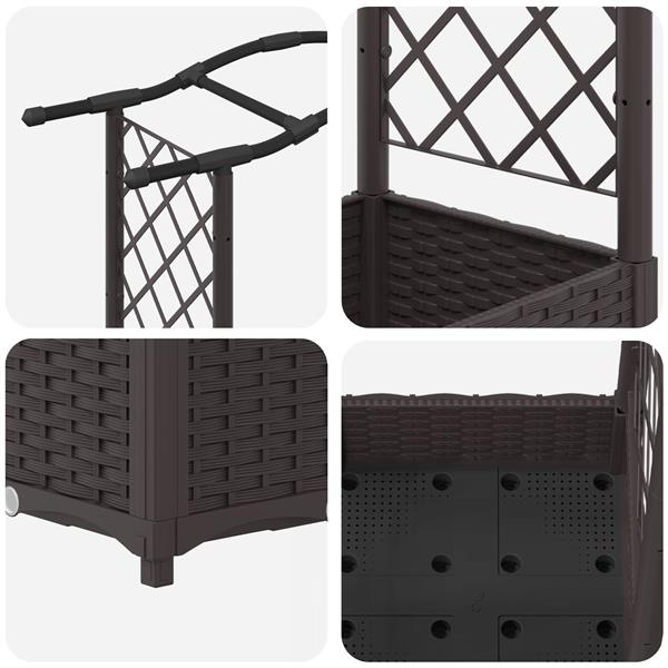 Grote foto vidaxl verhoogd bed met trellis en dak bruin 124 x 40 x 123 cm pp tuin en terras overige tuin en terras