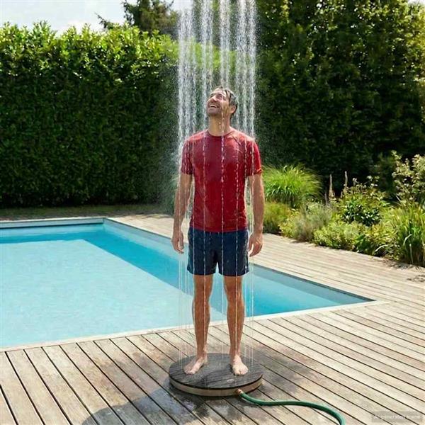 Grote foto vidaxl tuin vloershower wpc en rvs 201 antraciet tuin en terras zwembaden toebehoren