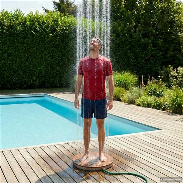 Grote foto vidaxl tuin vloershower wpc en rvs 201 bruin tuin en terras zwembaden toebehoren