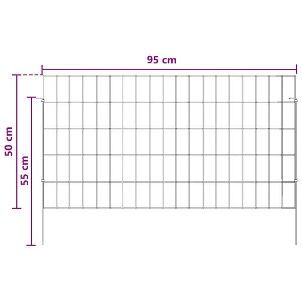 Grote foto vidaxl tuin omheining met palen 24 st 95 x 50 cm gegalvaniseerd staal tuin en terras hekken en schuttingen