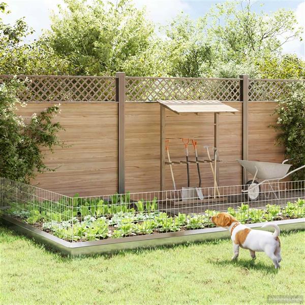 Grote foto vidaxl tuin omheining met palen 12 st 55 x 50 cm gegalvaniseerd staal tuin en terras hekken en schuttingen