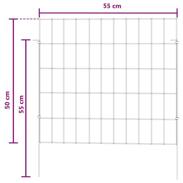 Grote foto vidaxl tuin omheining met palen 12 st 55 x 50 cm gegalvaniseerd staal tuin en terras hekken en schuttingen