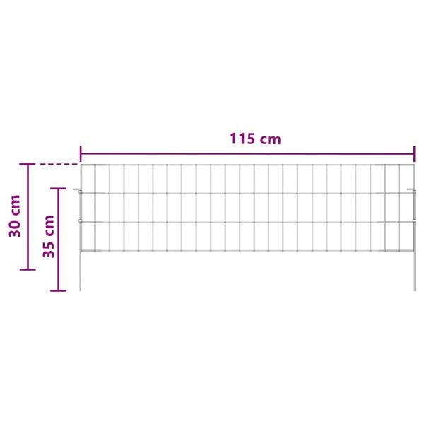 Grote foto vidaxl tuin omheining met palen 12 st 115 x 30 cm gegalvaniseerd staal tuin en terras hekken en schuttingen