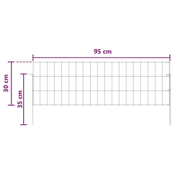 Grote foto vidaxl tuin omheining met palen 24 st 95 x 30 cm gegalvaniseerd staal tuin en terras hekken en schuttingen